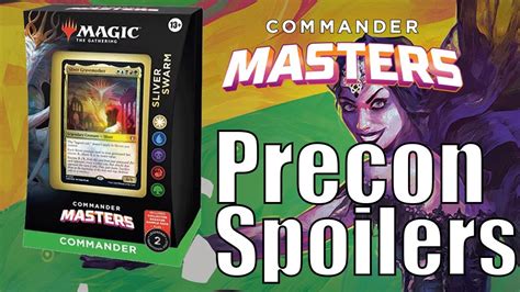 Commander masters spoilers precon - View all the official card previews and spoilers for Commander Masters. ... Doctor Who Commander. 200/200 +928 Bonus. Wilds of Eldraine. 276/276 +107 Bonus.